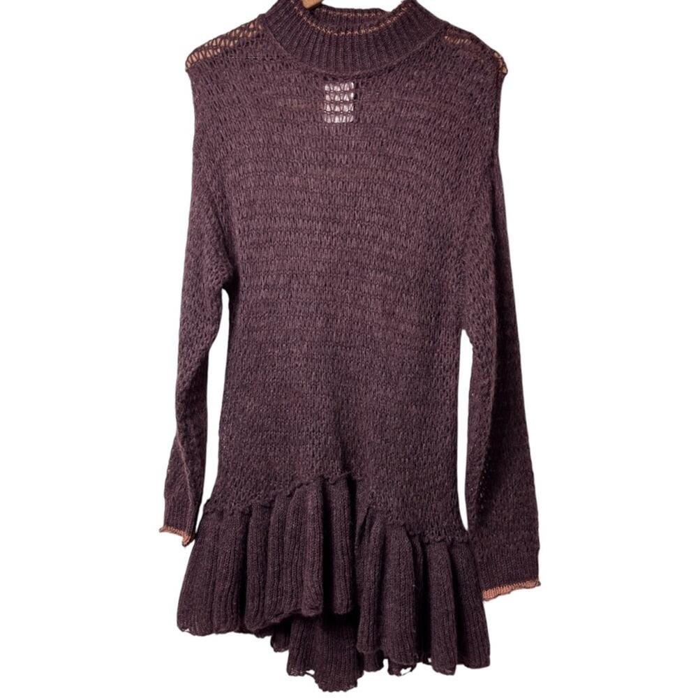 FREE PEOPLE PURPLE BROWN WOMEN LONG SLEEVE SWEATER XS BRAND NEW WITH TAGS